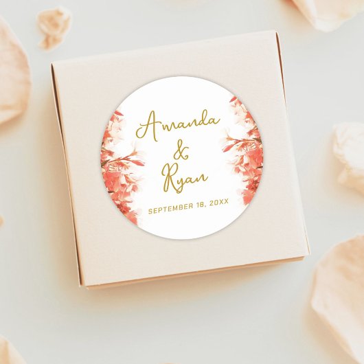 Oranje Oleander Flowers Floral Script Weduwschap Ronde Sticker