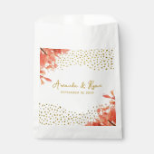 Oranje Oleander Flowers Gold Glitter Wedding Bedankzakje (Voorkant)