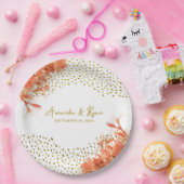 Oranje Oleander Flowers Gold Glitter Wedding Papieren Bordje (Feest)