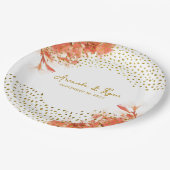 Oranje Oleander Flowers Gold Glitter Wedding Papieren Bordje (Gekanteld)