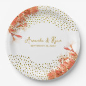 Oranje Oleander Flowers Gold Glitter Wedding Papieren Bordje (Voorkant)