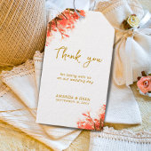 Oranje Oleander Flowers op Beach Weddenschap Harte Cadeaulabel