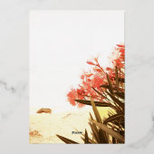 Oranje Oleander Flowers op het strand Weddenschap Folie Uitnodiging (Achterkant)
