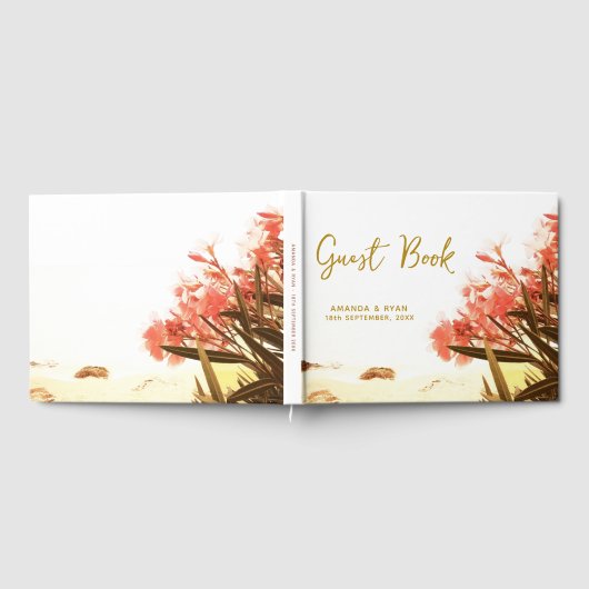 Oranje Oleander Flowers op het strand Weddenschap Gastenboek (Volledig)