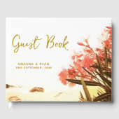 Oranje Oleander Flowers op het strand Weddenschap Gastenboek (Voorkant)