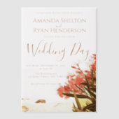 Oranje Oleander Flowers op het strand Weddenschap Vellum Uitnodigingen (Voorkant)