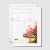 Oranje Oleander Flowers op het strand Weddenschap Vellum Uitnodigingen (Offset)