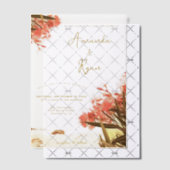 Oranje Oleander Flowers op het strand Weddenschap Vellum Uitnodigingen (Offset (Uitnodiging))