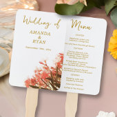 Oranje Oleander op het Beach Floral Wedding Menu Handwaaier