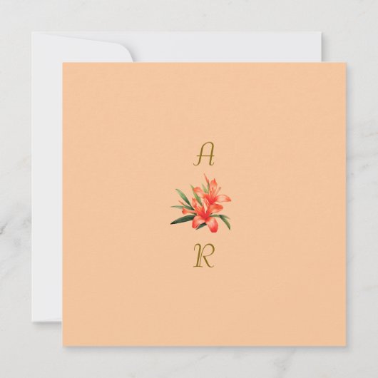 Oranje Oleander Waterverf Bloem Bloemen Huwelijk Kaart (Achterkant)