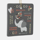 Oranje olifant Birth Stats Baby's eerste Kerstmis Keramisch Ornament (Rechts)