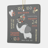 Oranje olifant Birth Stats Baby's eerste Kerstmis Keramisch Ornament (Links)