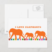 Oranje olifanten lopen briefkaart (Voorkant / Achterkant)
