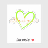 Oranje Ombre Calligraphy Bedankt Naam Hart Sticker (Vel)