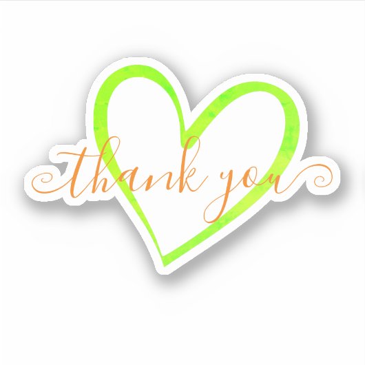 Oranje Ombre Calligraphy Bedankt Naam Hart Sticker (Voorkant)