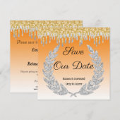 Oranje Ombre, diamantLaurel, gouden druppels Kaart (Voorkant / Achterkant)