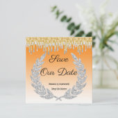 Oranje Ombre, diamantLaurel, gouden druppels Kaart (Staand voorkant)