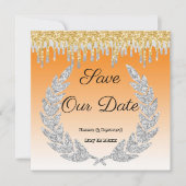 Oranje Ombre, diamantLaurel, gouden druppels Kaart (Voorkant)