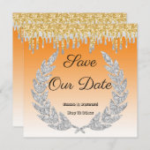 Oranje Ombre, Diamantlaurier, Goud Druppelend Kaart (Voorkant / Achterkant)