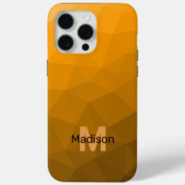 Oranje ombre geometrisch maaspatroon Monogram iPhone 15 Pro Max Hoesje