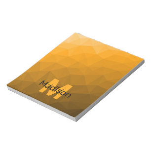 Oranje ombre geometrisch mesh patroon Monogram Notitieblok