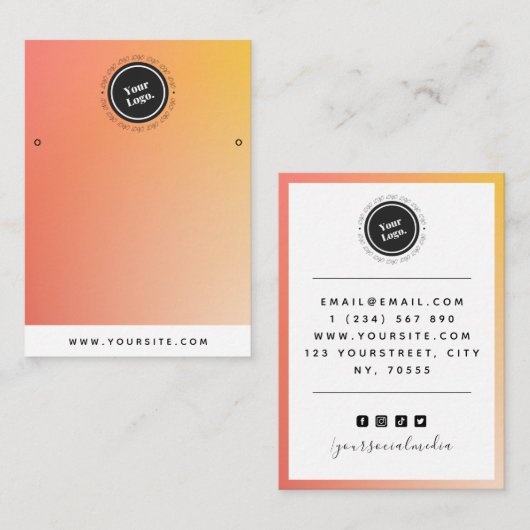 Oranje Ombre gradiënt Aangepaste Logo Vertoning Visitekaartje (Voorkant / Achterkant)