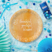 Oranje Ombre Waterverf Gezegelde Thanksgiving Papieren Bordje (Feest)