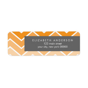 Oranje Ombre Zig Zag Chevron Pattern Etiket