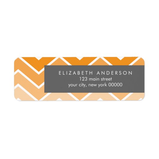 Oranje Ombre Zig Zag Chevron Pattern Etiket (Voorkant)