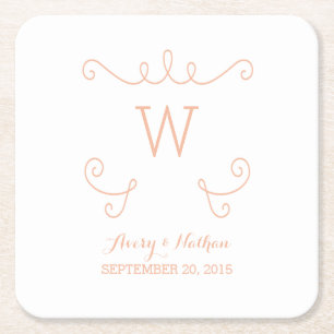 Oranje Onderzetters voor vloeiend bloemmonogram