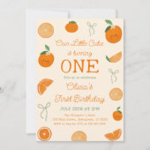 Oranje One Little Cutie eerste verjaardagsfeestje Kaart (Voorkant)