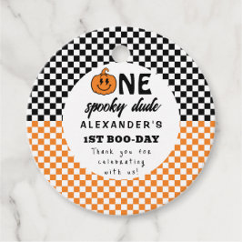 Oranje One Spooky Dude Halloween 1st Birthday Bedankjes Labels