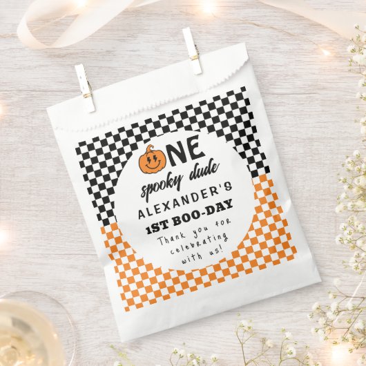 Oranje One Spooky Dude Halloween 1st Birthday Bedankzakje (Geknipt)
