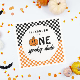 Oranje One Spooky Dude Halloween 1st Birthday Servet