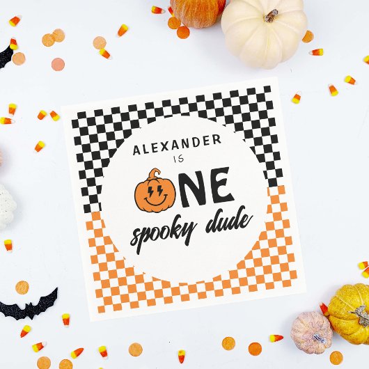 Oranje One Spooky Dude Halloween 1st Birthday Servet