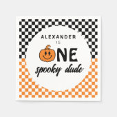 Oranje One Spooky Dude Halloween 1st Birthday Servet (Voorkant)