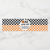 Oranje One Spooky Dude Halloween 1st Birthday Waterfles Etiket (Enkel label)