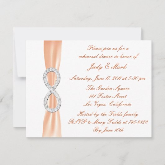 Oranje oneindigheid bruiloft repetitie kaart (Voorkant)