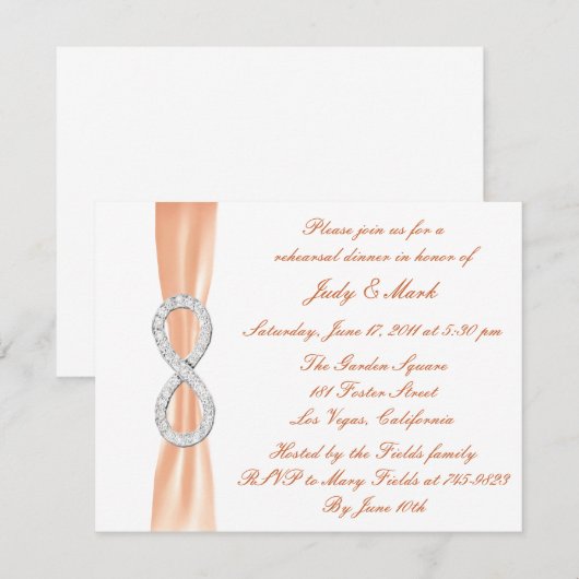 Oranje oneindigheid bruiloft repetitie kaart (Voorkant / Achterkant)