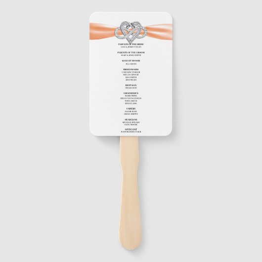 Oranje Oneindigheid Hart Trouwprogramma Waaiers (Achterkant)