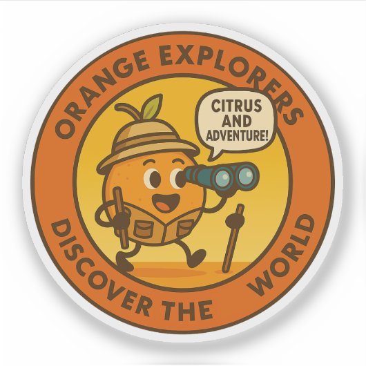 Oranje Ontdekkers Ontdek De Wereld Sticker (Voorkant)