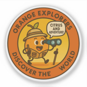 Oranje ontdekkingsreizigers ontdekken de wereld sticker