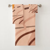 Oranje ontwerp van bruin-Tan-beige Abstract kunstp Bad Handdoek (Insitu)