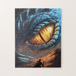 Oranje oog van de draak legpuzzel