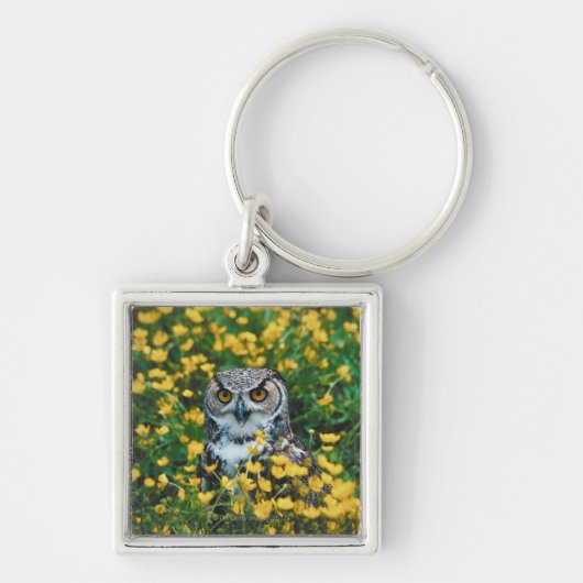 Oranje Oogollen in de Meadow of Flowers Sleutelhanger (Voorkant)