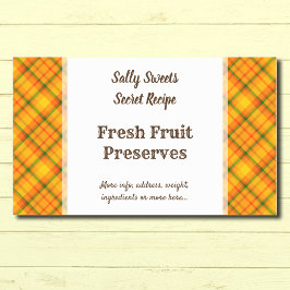 Oranje oogstwerk met bewerkbare bliksetiketten rechthoekige sticker