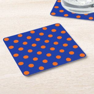 Oranje Op Blauwe Stippen Patroon Ontwerp Kartonnen Onderzetters
