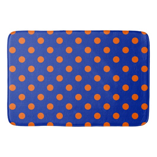 Oranje op blauwe stippen patroonontwerp badmat (Voorkant)