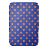 Oranje op blauwe stippen patroonontwerp badmat (Voorkant Verticaal)