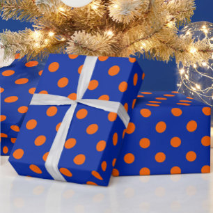 Oranje op blauwe stippen patroonontwerp  cadeaupapier